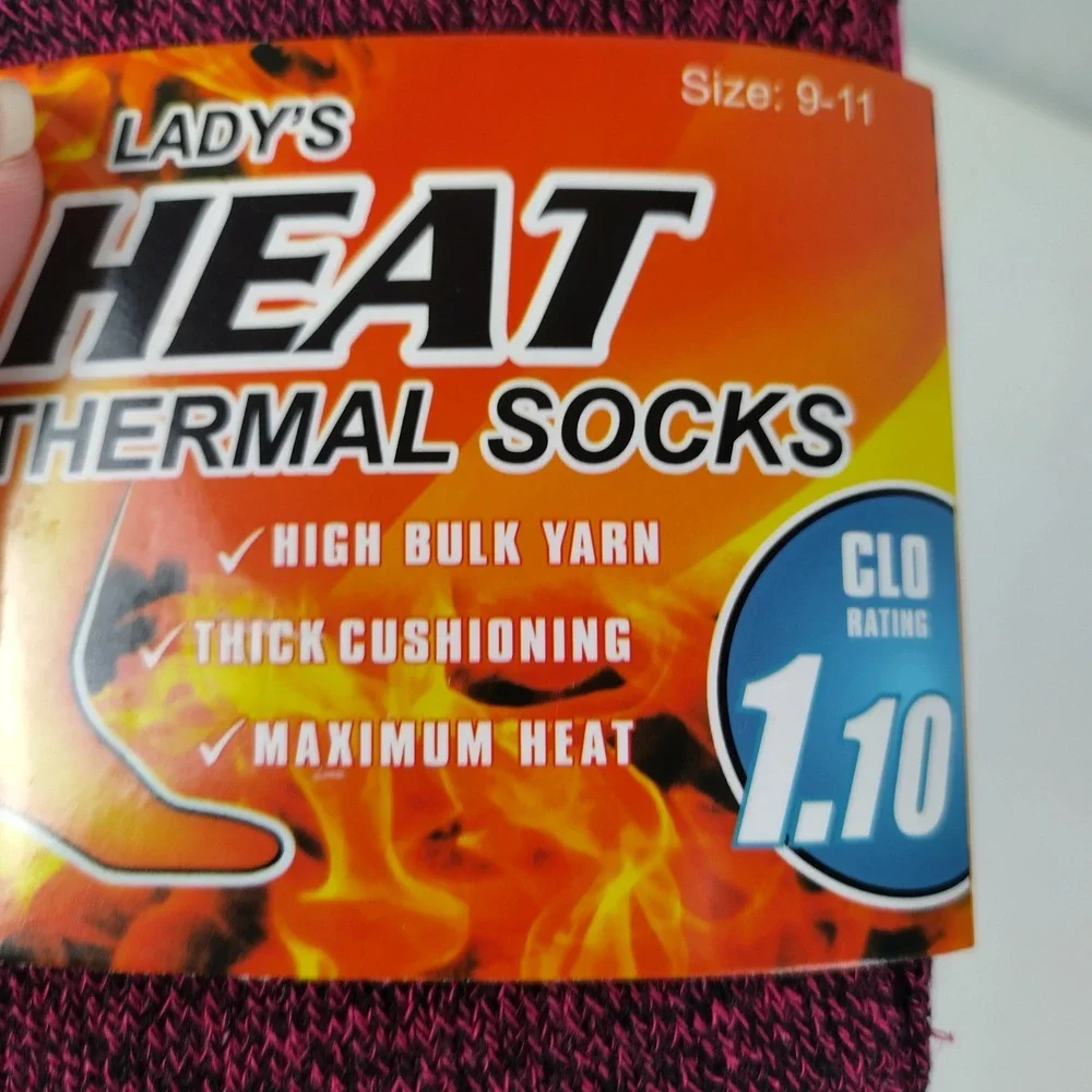 Lady's Heat Thermal Socks Pink Black Marl Wool Blend Thick Winter 1 Pair 9-11